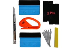 RUBYU 5Pcs Auto Folien Set Folierung Werkzeuge Set mit Micro Rakel Wasserabzieher Folienrakel Glasschaber Flächenspachtel für Autofolierung Car Wrapping
