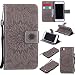 Produktbild Lonchee iPhone 7 (4,7 zoll) Leder Wallet Tasche Brieftasche Schutzhülle , Sonnenblumen geprägten Muster Design Hochwertige PU Leder Folio Tasche Case Hülle im Bookstyle mit Standfunktion Kredit Kartenfächer (grau)