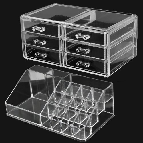 chinkyboo Cosmetic Organizer Clear Acrylic Makeup Drawers Case Box Jewelry Storage Display (6 drawers)