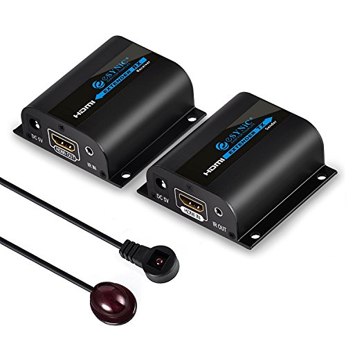 ESYNIC Extension HDMI 1 080 px, 60 m, infrarouge, répéteur sur simple Cat 5E Cat 6 Cat 7, ethernet, câbles avec fonction infrarouge et supporte la 3D