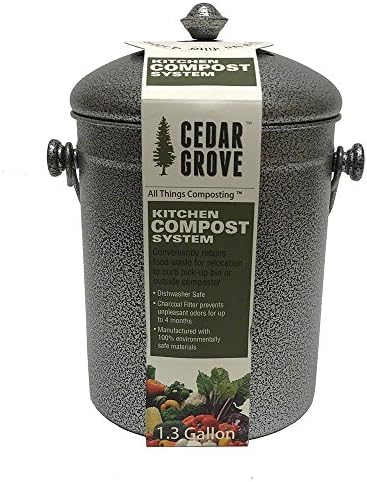 Powder-Coated Iron Steel Kitchen Compost Bin 1.3 Gallon, with Charcoal Filter Lid – Cedar Grove