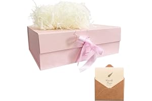 REECAGO Pink Gift Box 33x26x11cm, Gift Box Large with Magnetic Lids and Silk Ribbon Specially Designed for Presents Birthdays, Holidays, Anniversaries Gift Packaging