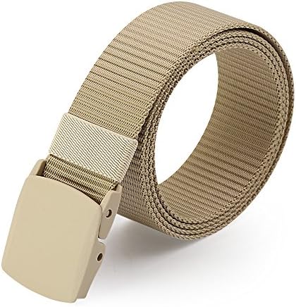 3ZHIYI Wear-resisting NylonMens Belts Military Style YKK Buckle 49.2" Khaki