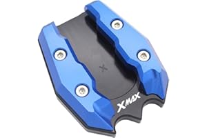 LongGreat Pour Yamaha XMAX 125 250 300 2017 2018 2019 2020 CNC pied latéral plaque de support (bleu)