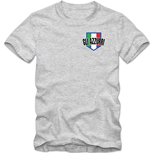 Italien EM 2016 #5 T-Shirt | Fußball | Herren | Gli Azzurri | Trikot | Nationalmannschaft, Farbe:Graumeliert (Grey Melange L190);Größe:M