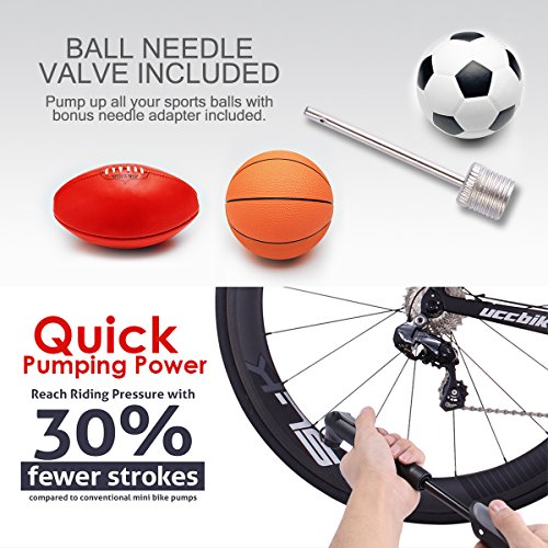 Giwil 120 PSI Mini Fahrradpumpe Set mit klebstofffreiem Lochstopfer Mini Bike Pumpe mit Reifenreparatur-Set 16 in 1 Multifunktionswerkzeug Fahrradwerkzeug Mechaniker Reparatur Tool Kit Fahrrad Reparatur Set Multifunktions Werkzeug für Presta & Schrader - 3