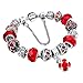 Produktbild Armband Mädchen, Morbuy Damen Schmuck Charms Armband romantischen Charme Armband Silber überzog Charme Armband Geschenk für Mädchen oder Damen (18cm, Rot)