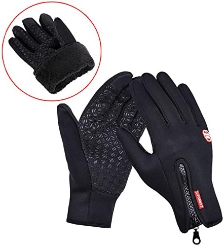 Winter Gloves, Cotop Thick with Fleece Sports Outdoor Women's and Men's Warmer Touchscreen Gloves with Zipper for Smart Phone(Black,XL)
