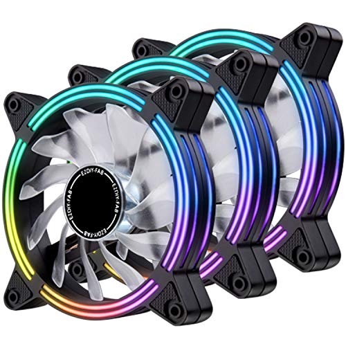 EZDIY-FAB Ventilateur de 120 mm à LED,Ventilateur de boîtier à Double Cadre pour Les boîtiers de PC,Silencieux,Ventilateurs CPU et radiateurs 3-Pin-3-Pack