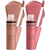 NYX Professional Makeup Butter Gloss, Lucidalabbra non Appiccicoso, Madeleine & Tiramisu, Confezione da 2