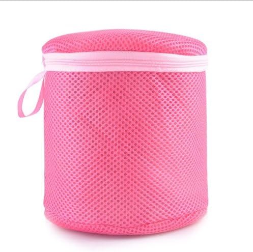 Youthus Women Underwear Bra Washing Aid Laundry Saver Lingerie Mesh Wash Basket Bag Cylinder Pink