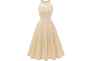 Bbonlinedress Robe de Soirée Cocktail Femme Swing Vintage pour Bal Guinguette Fête Guinguette Déguisement Mariage invité