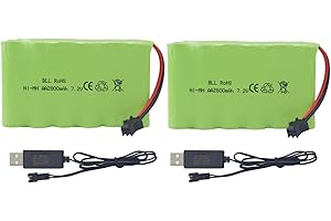ZYGY 2PCS 7.2V 2800mah AA Rechargeable Battery with SM-2P Plug USB charging cable for Huina 1550 550 RC Excavator Car Truck Construction Vehicle TR-211 RC Toy Battery