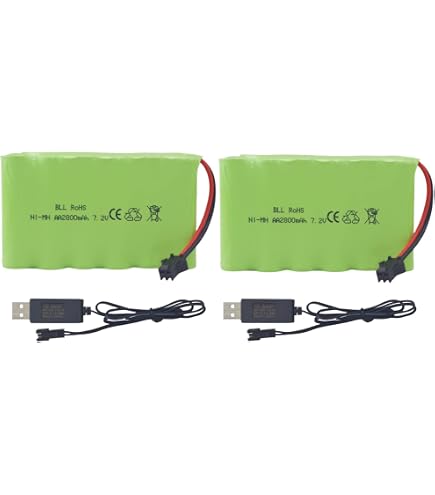 ZYGY – 2 Batteries Rechargeables 6V 2800mAh SM-2P + Câble USB – Pour Voitures RC, Excavatrices, TB141, TB142, DE37 – Remplacement Compatible