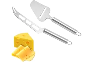 CANCYCC Lot de 2 coupe-fromage en acier inoxydable 402 et rabot à fromage - Coupe-beurre, pelle à pizza - Pour couper le fromage à pâte molle et le fromage à découper (argenté)