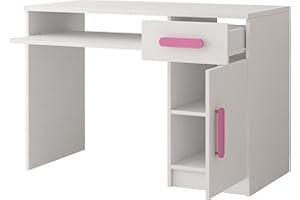 ‎POLINI HOME Polini Home Jugend- und Kinderschreibtisch 110 x 76 x 50 cm in Weiß mit rosa Griffen Colour Serie