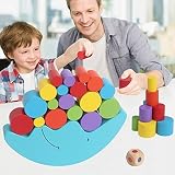 Bloques apila y descubre Bloques de Construcción infantiles de Juguete Equilibrio de Aprendizaje Temprano Del Bebé De Madera Juguetes Educativos (Azul)
