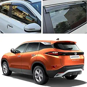 Autofact Chrome line Side Window Deflector/Door Visor/Wind Guard/Rain Guard Compatible with Tata Harrier (2019 to 2021)