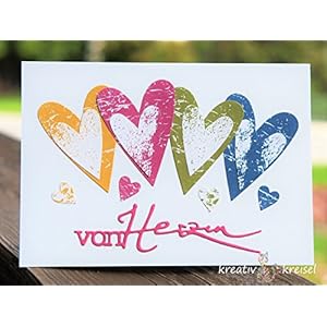 Glückwunschkarte von Herzen, mit Kuvert, handgefertigt/handmade, Karte zum Geburtstag, Führerschein,Prüfung,Taufe, Geburt,Verlobung,Hochzeit,Jubiläum,Herz