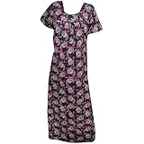 Indiatrendzs Women's Cotton Nighty Paisley Printed Sleepwear Purple Maxi Nightgown Chest : 50"
