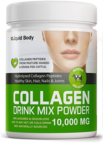 Liquid Body Drink Mix Collagen Powder | Peptide Hydrolysate | Pasture Raised &amp; Grass Fed | Non-GMO, Gluten Free | Types 1,2 &amp; 3 | 19 Amino Acids | Add to any drink | Tasteless and Odourless - 300g