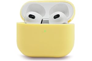Mocarheri Custodia in Silicone Compatibile con AirPods 3, Ultra Sottile per Airpods 3 Custodia Protettiva in Silicone Antiurto, LED Frontale Visibile, Giallo