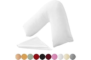 KANAK V Shaped Pillowcase Plain Polycotton Back & Neck Support V Pillow case cover - Orthopaedic/Pregnancy/Nursing Pillow Cover Only - White