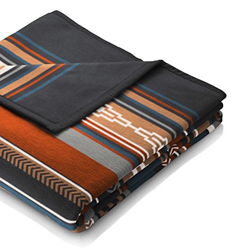 Biederlack Wohn- und Kuscheldecke, 60 % Baumwolle, Veloursband-Einfassung, 150 x 200 cm, Blau/Braun, Orion Cotton Adventure, 646286 - 3