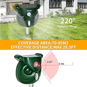 Repellente Gatti Ultrasuoni Solare Impermeabile a Fequenza Regolabile per Allontanare Gatti, Cani, Ratti, Uccelli…