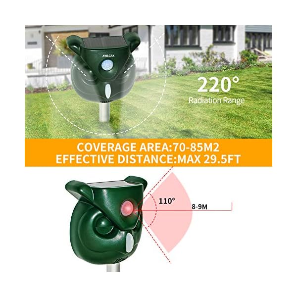 Repellente Gatti Ultrasuoni Solare Impermeabile a Fequenza Regolabile per Allontanare Gatti, Cani, Ratti, Uccelli…