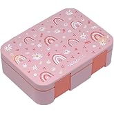 Vagonlife Bento 700ml Lunchbox Tek Katlı 3 B&ouml;lmeli ABS Plastik &Ccedil;ocuk Sefer Tası Yemek Kutusu (Pembe)
