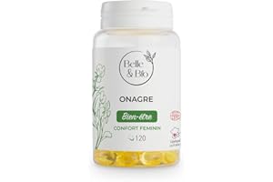 BELLE & BIO CYCLE MENSTRUEL & ÉQUILIBRE HORMONAL FÉMININ - Huile d'Onagre Bio Certifée Ecocert - 120 capsules - Cure 2 mois - Complément Alimentaire BELLE&BIO - Fabriqué en France