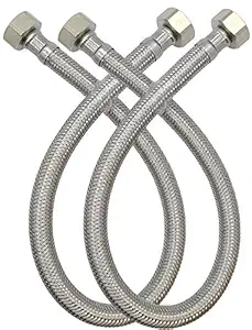 Globomotive 304 Grade Braided Stainless Steel Connection Pipe Hose Pipe for Wash Basin, Kitchen Sink, Geyser - 24 Inch (2 Peace Set, Pack of 1 Pair)