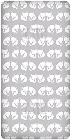 LHE Baby COT CRIB MOSES BASKET patterned fitted sheets size 38x80 40x90 120x60 140x70cm 100% cotton 47 DESIGNS (COT 70X140cm, 36-WHITE FOX ON GREY)