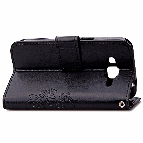 CaseHome-Samsung-Galaxy-J3-20162015-Embossed-Leather-Case-With-Free-Screen-ProtectorFour-Leaf-Clover-Patterned-Design-Folio-Magnetic-Flip-Stand-Feature-with-CardCash-Slots-and-Wrist-Strap-Premium-PU-L