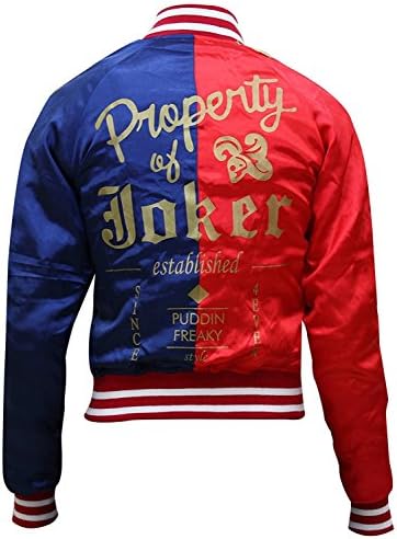 Women Suicide Squad Harley Quinn Satin Bomber Jacket
