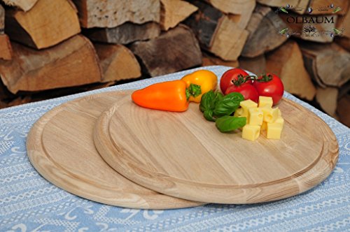 8 x Pizzabretter, Flammkuchen Servierbrett, Holzbrett rund, PREMIUM-QUALITÄT, groß Holz,mit umlaufender Rille – Ölrille / Saftrille -, je 4 Stück ca. 25/28 cm, als Bruschetta-Pita-Döner-Naan-Roti-Ciabatta-Langos-Chubz-Servierbretter, Schneidebrett Schneidebrettchen, Frühstücksbrettchen,Anrichtebretter, Brotzeitbretter, Steakteller schinkenbrett rustikal, Schinkenteller von BTV - 2