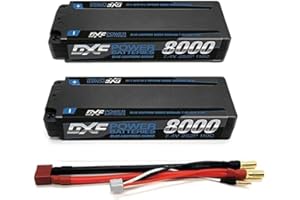 Batteria lipo DXF 2s 7,4v 2s 8000mAh 110c Batteria lipo 7,4v HV Connettore Deans/T da 5mm a T maschio per Losi 1/8 e 1/10, HPI Team Associated, Axial, Tamiya. 2 confezioni di batteria lipo 7,4 V 2S