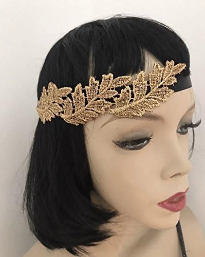 Gatsby Gold and Black leaf Headband, 1920s flapper, vintage headpiece
