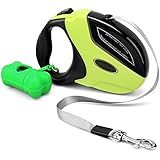 Hootech Hundleine Rollleine Einziehbare Führleine Halsbänder, 5M Gurt für Hund in verschiedene Größen bis 50KG, Ein Knopf Break & Lock, Reflektierende Bandschnur für Sicherheit-Kostenloser Hund Abfall Taschen enthalten