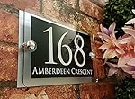 MODERN HOUSE SIGN PLAQUE DOOR NUMBER STREET GLASS EFFECT ACRYLIC ALUMINIUM NAME