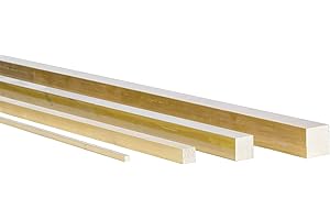 EVEK Asta quadrata 5 x 5 mm in ottone 2.0401 Ms58 quadrato Ms Full 1000 mm