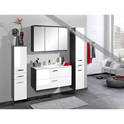 3D Spiegelschrank in 5 verschiedenen breiten Bolina Graphitgrau inkl. intergrierter Beleuchtung-Steckdose (breite 90cm) - 2