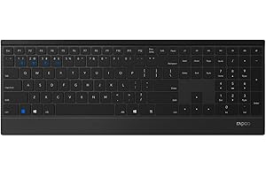 ‎RAPOO Rapoo 9500M kabelloses Tastatur-Maus Set Wireless Deskset 1600 DPI Sensor 12 Monate Batterielaufzeit flaches Aluminium Design DE-Layout QWERTZ PC & Mac - schwarz