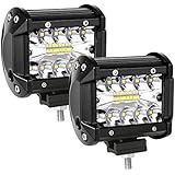 JieHe 2x White DC 4" 108W Triple Row Led Pod Light LED Daytime Running Light DRL Led Light Bar with 10800LMS for Trucks ATV Tractor/Spot cars 12V 36V off Road Lights Bar (108W)