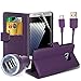 Price comparison product image HTC U11 Case / HTC U 11 * SUPREME ESSENTIALS PACK * Wallet Stand Folio Card Slot Case Skin Cover + Type C Data Charging Cable + Dual Bullet Car Charger + LCD Screen Protector Film Foil Guard – (Purple)