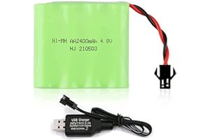 Yangers 4,8 V 2400 mAh NI-MH AA akumulator SM 2P złącze wtykowe z ładowarką USB zestaw kabli do samochodów RC Truck Jumper Excavator Toys