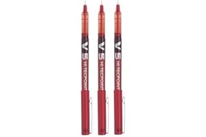Piloto BX V5 Rojo Hi-Tecpoint Extra Fino Rollerball Pluma 0.5mm Punta Punta 0.3mm Anchura Línea (Paquete De 3)