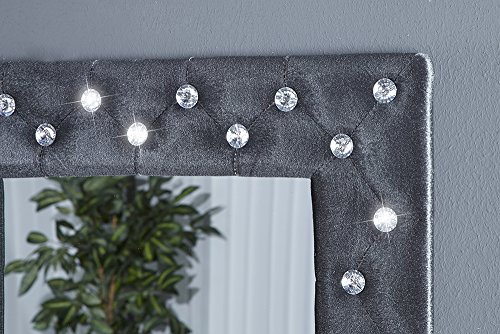 Großer Wandspiegel BOUTIQUE 80×60 silbergrau edler Samtstoff mit Strassknöpfen Spiegel Barockspiegel Barockstil - 4