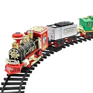 VEZOL Classic Electric Dynamic Steam RC Track Train Set Simulation Model Kids Toy Rechargeable Children Remote Control Toy Set Color 333-72